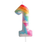 1° Candele per Compleanno Numero 1 Rosa Arcobaleno per Festa di Compleanno a Tema Nuvola e Arcobaleno Design Adorabile per Torta di Compleanno per Bambina o Bambino, Decorazioni per Celebrazioni di
