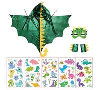 1 Capo di Dinosauro, 1 Maschera, 1 Copertura A Doppia Manica E 5 Adesivi di Tatuaggi Luminosi, Accessori A Tema Dinosauro, Forniture per I Versioni per Bambini.