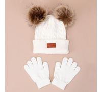 1 Cappello + 1 Paio di Guanti (Set), Berretto lavorato a maglia tinta unita, Autunno/Inverno 3-8YAcrilica