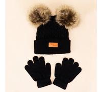 1 Cappello + 1 Paio di Guanti (Set) Berretto lavorato a maglia tinta unita, Autunno/Inverno 3-8YAcrilica