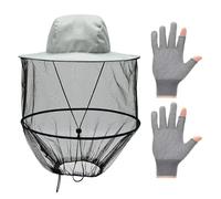 1 Cappello Da Pesca Antizanzare, 1 Paio Di Guanti Da Pesca, Cappello Antizanzare Regolabile, Cappello Da Apicoltore, Cappello Da Pesca Con Protezione Solare, Cappello Estivo Antizanzare