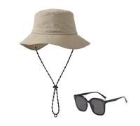 1 Cappello da Sole Pieghevole, 1 Paio di Occhiali da Sole, Cappello da Pesca Estivo, Cappello da Spiaggia in Tinta Unita, Cappello di Protezione Solare Traspirante E Confortevole