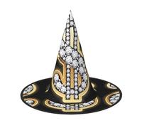 1 cappello di Halloween - Strega oro dollaro stampa costume festa, donne uomini, cappello corno a punta, luce per Pasqua festiva