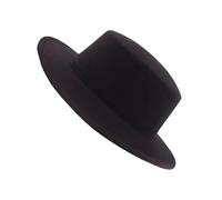 1 Cappello Fedora Unisex per Adulti alla Moda Classico Nero in Misto Lana a Tesa Larga Piatta da Chiesa Derby Copricapo Cappello a Cilindro per Matrimonio Festa Talent Show Spettacolo