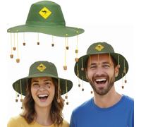 1 cappello in sughero australiano con stampa di canguro, accessorio per travestimento da cacciatore di coccodrilli australiano
