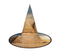 1 cappello per Halloween, piramide egiziana da strega, con stampa del deserto, per donne e uomini, berretto in corno a punta, luce per Pasqua