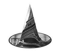 1 cappello per Halloween, stampa torre Eiffel da strega, per donne e uomini, cappello in corno a punta, luce per Pasqua