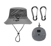 1 cappello pieghevole, 2 moschettoni, cappello da pesca, da donna, impermeabile, cappello da sole da uomo, impermeabile, grigio scuro, 30-41