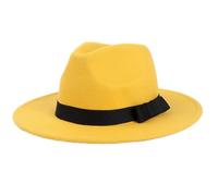 1 cappello vintage jazz Fedora, cappello alla moda, in feltro, per uomo e donna, in feltro, a tesa larga, estivo, da indossare tutti i giorni, in maschera, per attività all'aperto, colore giallo,
