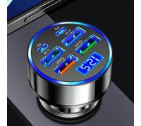 1 Caricabatteria da Auto USB-C | 4 USB + 2 USB-C Caricabatterie da Auto USB-C Multi-Porta a Ricarica Rapida Super Veloce SCP/QC3.0/3.1A - Adattatore Caricabatterie Multifunzionale in Lega per Veicoli