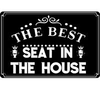 1 cartello decorativo divertente per il bagno, con scritta in inglese "This is the best seat in the house", in latta, stile vintage, decorazione da parete per casa, bagno, bagno, 20,3 x 30,5 cm