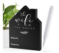 1 cartello WiFi con password per la casa, tavolo in legno WiFi, autoportante, a forma di casa, con penna cancellabile, per centrotavola di casa, camera degli ospiti, decorazione da tavolo (nero)