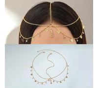 1 Catena per la testa semplice e alla moda in lega con ciondolo a forma di cuore, strass e nappe, adatta come regalo per una festa da ballo per ragazze (la lunghezza della catena sarà tagliata su misu