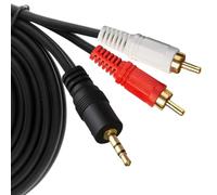 1 cavo da 1,5 m RCA a AUX da 3,5 mm, da phono a jack da 3,5 mm, cavo stereo con mini jack da 3,5 mm, placcato oro, adatto per amplificatori e altoparlanti ad alta fedeltà, ecc. (rosso, bianco, nero)