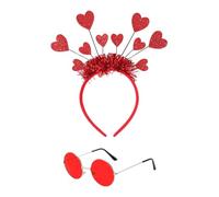 1 cerchietto a forma di cuore, 1 paio di occhiali, fascia a forma di cuore, per bambini, per Natale, San Valentino, accessorio per feste