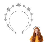 1 cerchietto esagramma con strass a stella con corona, tiara, per feste di compleanno, matrimonio, Natale (colore argento)
