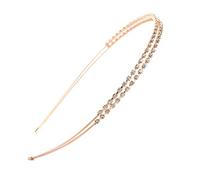 1 cerchietto per capelli alla moda a doppia fila con strass incastonati, accessorio semplice per capelli, per donne e ragazze (oro rosa)