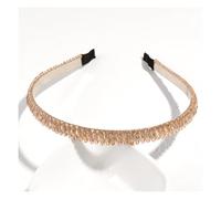 1 cerchietto per capelli da donna con strass, con brillantini, elastico per capelli, antiscivolo, per matrimoni, feste, abbigliamento quotidiano, color champagne + perle beige (tre file