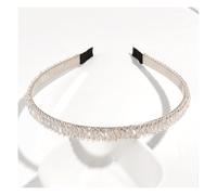 1 cerchietto per capelli da donna con strass, con brillantini, elastico per capelli, antiscivolo, per matrimoni, feste, abbigliamento quotidiano, diamanti bianchi + perle bianche (tre file)