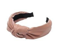 1 cerchietto per capelli da donna, in pelle, con nodi, largo, in pelle PU, antiscivolo, per capelli, stile retrò, per tutti i giorni, spiaggia, battesimi, rosa