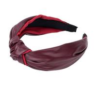 1 cerchietto per capelli da donna, in pelle, con nodi, largo, in pelle PU, antiscivolo, per capelli, stile retrò, per tutti i giorni, spiaggia, battesimi, vinaccia