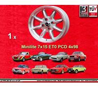 1 Cerchio Fiat 124 125 131 Minilite 7x15 4x98 ET0 N.1Wheel Felge Llanta Jante