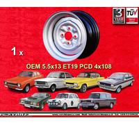 1 cerchio Ford OEM 5.5x13 ET19 4x108 silver Escort Capri Cortina Taunus wheel