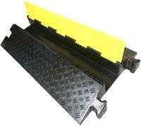 1 Channel Traffic Hose Wire Cover Rubber Black Base with Yellow Lid, Cable Protector(W60cm/23.6in)