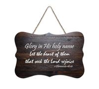 1 Chronicles 16:10 Wall Art Glory in His Holy Name Let The Heart of Them That Seek The Lord Rejoic Hanging Print Wood Signs Rustic Wooden Wall Art Signs Poster Office New Home Decor 6x10