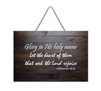 1 Chronicles 16:10 Wall Art Glory in His Holy Name Let The Heart of Them That Seek The Lord Rejoic Hanging Print Wood Signs Rustic Wooden Wall Art Signs Poster Office New Home Decor 6x10