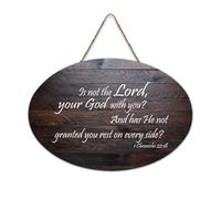 1 Chronicles 22:18 Is Not The Lord Your God with You And Has He Not Granted You Rest on Every Side Cartello rustico in legno da appendere decorazione da parete per soggiorno, camera da letto, porta