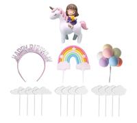 1 ciclista, 8 fasci di palloni luminosi, 12 nuvole, 1 arco stellato, 1 fascia rosa per compleanno, set di decorazioni per torte