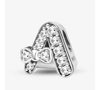 1 ciondolo a forma di fiocco in argento alla moda con 26 lettere, adatto per gioielli fai da te e abbigliamento quotidiano, decorazione regalo per le donne