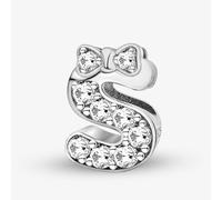 1 ciondolo a forma di fiocco in argento alla moda con 26 lettere, adatto per gioielli fai da te e abbigliamento quotidiano, decorazione regalo per le donne