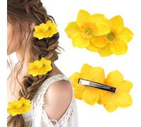 1 clip per capelli con fiore giallo hawaiano clip per capelli per le donne doppie clip a fiori fermagli floreali clip laterale barrette clip per capelli accessori per capelli per spiaggia matrimonio