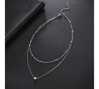 1 Collana a forma di cuore in acciaio inossidabile a doppio strato con perline, con 26 lettere dell'alfabeto, regalo di compleanno o San Valentino per le donne L,M,S,H,A,T,O,X,B,C,D,E,F,G,I,J,K,N,P,Q,