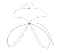 1 Collana con Catena a Forma di Croce in Perle finte, for Petto, Seno, Pancia, Corpo, for Donne, Estate, Bikini, Gioielli con Nappe(Silver)