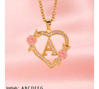 1 Collana con ciondolo a forma di cuore con lettera floreale personalizzata, collana con ciondolo a forma di cuore e lettera dell'alfabeto da 26, adatta come regalo di compleanno per ragazze B,C,D,E,F