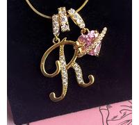 1 Collana con ciondolo a lettera in zirconia e polvere di gemma, semplice e carina, alla moda e casual, retrò e semplice, adatta come regalo unico per adolescenti A,B,C,D,E,F,G,R,S,T,U,V,W,X,Y,Z,H,I,J