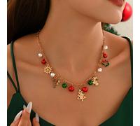 1 Collana con ciondolo natalizio boho | Elegante e con molti ciondoli tra cui albero di Natale, e , i le feste