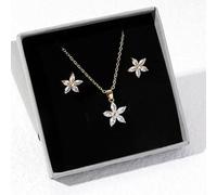 1 Collana con pendente a forma di fiore alla moda e 1 Coppia di orecchini a perno per donna come decorazione quotidiana, regali per San Valentino, mamma, madre, Festa della Mamma Tagli UnicaAcciaio in
