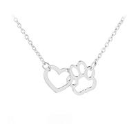 1 collana da donna, con ciondolo a forma di zampa di cane e cuore, alla moda, elegante, per feste di compleanno, gioielli da donna per la famiglia, elegante e popolare durata e praticità