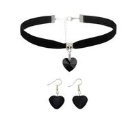1 Collana D'Amore, 1 Paio Di Orecchini D'Amore, Collana Da Donna, Collana Nera, Collana Di Velluto, Collana Da Donna Nera