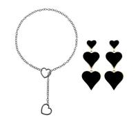 1 Collana D'Amore, 1 Paio Di Orecchini D'Amore, Collana Stile Punk, Collana Ad Anello A Cuore Retrò, Collana Lunga A Y Lariat, Girocollo Regolabile, Accessori Hip Hop