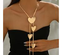 1 Collana elegante e unica con nappe a cuore , con un grande e tre piccoli infilati insieme con un design a drappeggio distintivo. Adatta per feste, appuntamenti e altre , è per San Valentino