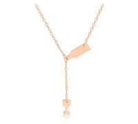 1 collana lunga con una ciotola di birra per le donne una bottiglia di vino color oro triangolo collana, Pietra