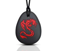 1 collana masticabile in silicone, ciondolo in silicone per dentizione, per alleviare l'ansia e l'autismo, strumento di terapia motoria orale (drago rosso)