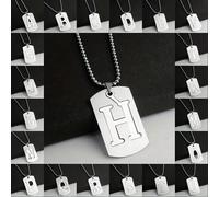 1 Collana Ragazzi Alla Moda, Ciondolo In Acciaio Al Titanio A Forma Di 26 Lettere Con Etichetta A Lettera Inglese Vuota, Accessori Gioiello UN,B,C,D,E,F,G,H,I,J,K,L,M,N,O,P,Q,R,S,T,U,V,W,X,Y,ZLettereA