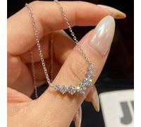 1 collana sintetica Moissaniteb in argento da 0,5 ct, minimalista, con scritta "Sorriso" e sette principesse, per feste, balli studenteschi, gioielli raffinati, regalo per fidanzata e anniversario