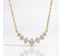 1 collana sintetica Moissaniteb in argento da 0,5 ct, minimalista, con scritta "Sorriso" e sette principesse, per feste, balli studenteschi, gioielli raffinati, regalo per fidanzata e anniversario